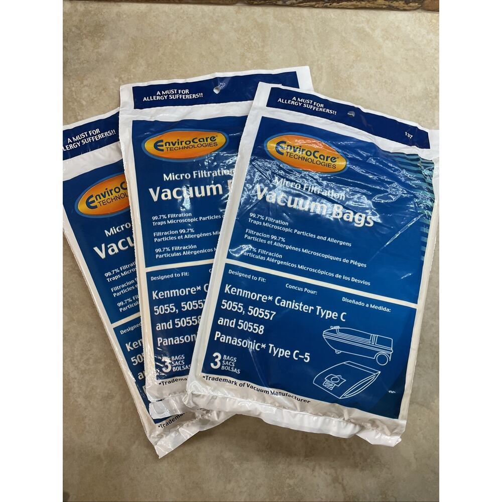 Kenmore Vacuum Cleaner Bags Type C 50555, 50557, 50558 Canister Lot of 3